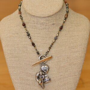 David Navarro Sterling Silver Beaded Dangling Charms Choker Necklace